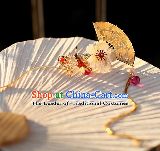 Chinese Ancient Hanfu Handmade Hairpins Tassel Step Shake Hair Accessories for Women