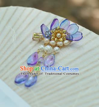 Chinese Ancient Hanfu Handmade Blue Hair Claws Hairpins Hair Accessories for Women