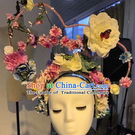 Top Grade Handmade Hair Accessories Flowers Hair Crown Halloween Stage Performance Catwalks Headwear for Women