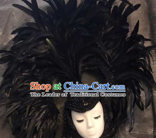 Top Grade Handmade Hair Accessories Feather Headdress Halloween Stage Performance Catwalks Headwear for Women