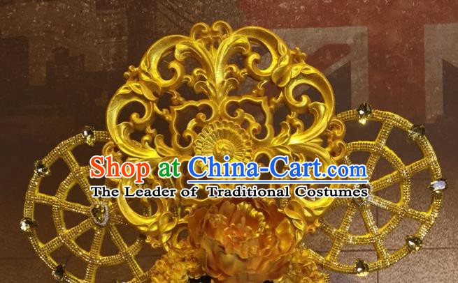 Top Grade China Hair Accessories Golden Phoenix Coronet Stage Performance Ancient Palace Headdress for Women
