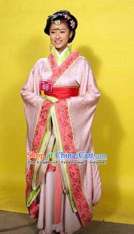 Traditional China Warring States Period Wu State Imperial Consort Xi Shi Embroidered Replica Costume for Women