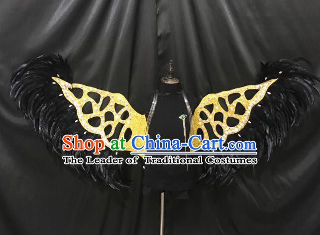 Top Grade Catwalks Props Brazilian Carnival Samba Dance Black Feather Wings for Women