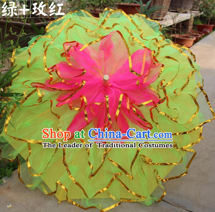 Top Grade Chinese Folk Dance Umbrella Yangko Dance Classical Dance Yellow Silk Umbrella for Women