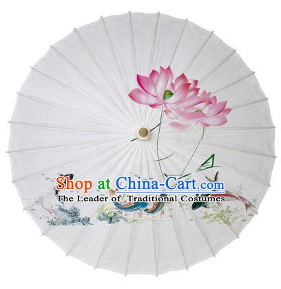 Chinese Handmade Paper Umbrella Folk Dance Printing Lotus Fish Oil-paper Umbrella Yangko Umbrella