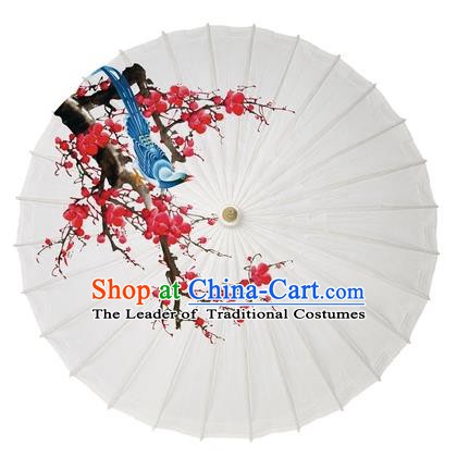 Chinese Handmade Paper Umbrella Folk Dance Printing Plum Blossom Magpie Oil-paper Umbrella Yangko Umbrella