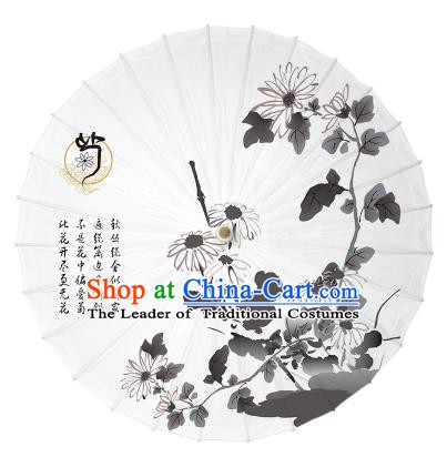 Chinese Traditional Paper Umbrella Folk Dance Handmade Painting Chrysanthemum Oil-paper Umbrella Yangko Umbrella