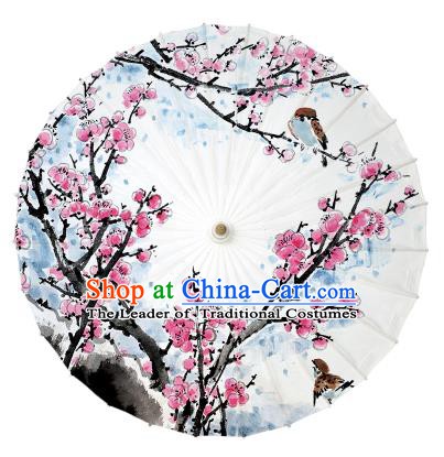 Chinese Traditional Paper Umbrella Folk Dance Handmade Ink Painting Plum Blossom Oil-paper Umbrella Yangko Umbrella