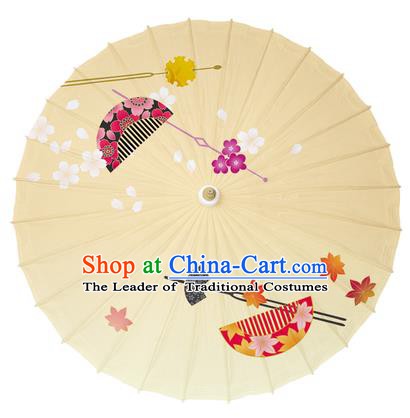 Chinese Traditional Paper Umbrella Folk Dance Handmade Painting Oriental Cherry Oil-paper Umbrella Kimono Umbrella