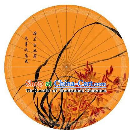 Chinese Traditional Paper Umbrella Folk Dance Painting Orchid Oil-paper Umbrella Handmade Umbrella