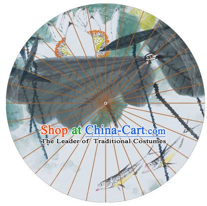 Chinese Traditional Craft Paper Umbrella Folk Dance Printing Lotus Leaf Oil-paper Umbrella Handmade Umbrella