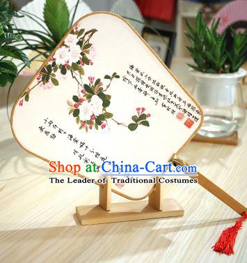 Chinese Traditional Printing Peach Blossom Fans Handmade Square Fan China Ancient Palace Dance Fans