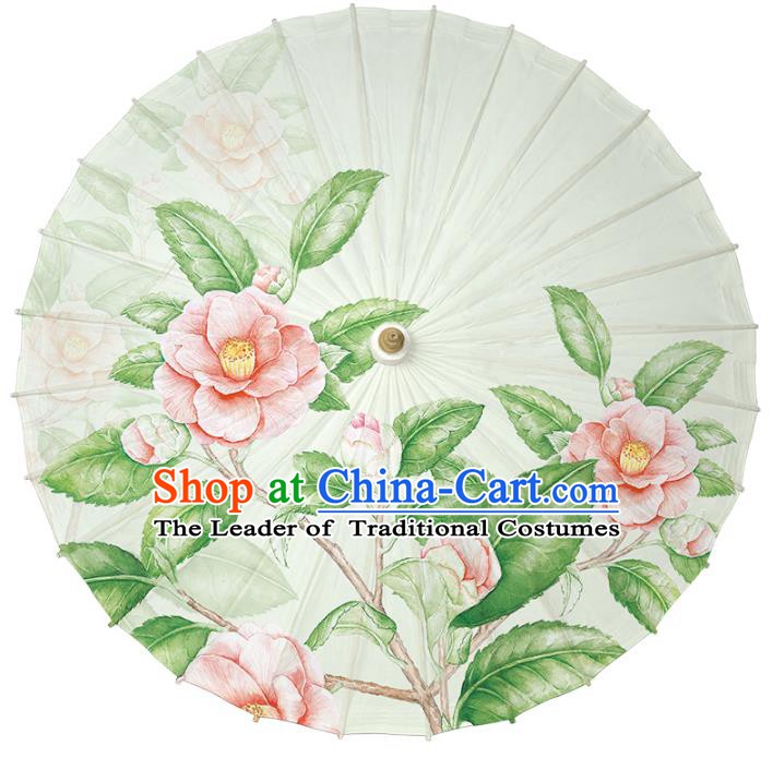 Chinese Traditional Artware Paper Umbrella Classical Dance Umbrella Printing Camellia Oil-paper Umbrella Handmade Umbrella