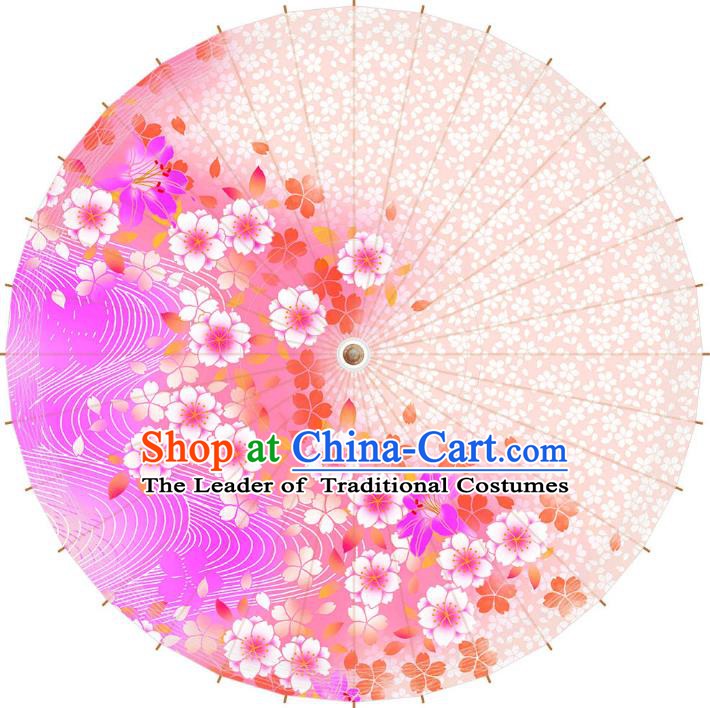 Chinese Traditional Artware Paper Umbrella Printing Cherry Blossom Oil-paper Umbrella Handmade Umbrella