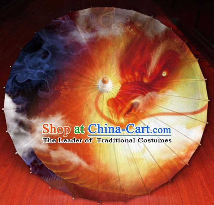 Chinese Traditional Artware Paper Umbrellas Printing Dragon Oil-paper Umbrella Handmade Umbrella