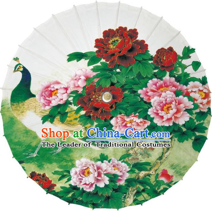 Chinese Traditional Artware Dance Umbrella Printing Flowers Peacock Paper Umbrellas Oil-paper Umbrella Handmade Umbrella