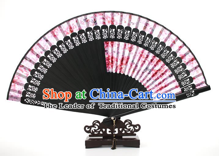 Chinese Traditional Artware Handmade Folding Fans Pink Silk Fans Accordion