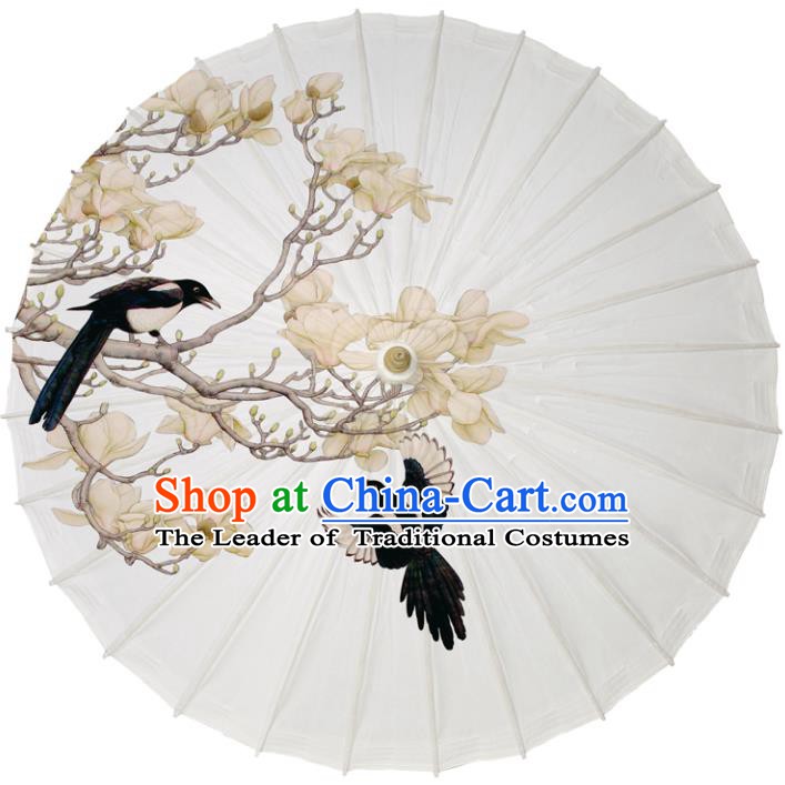 Chinese Traditional Artware Dance Umbrella Printing Mangnolia Birds Paper Umbrellas Oil-paper Umbrella Handmade Umbrella