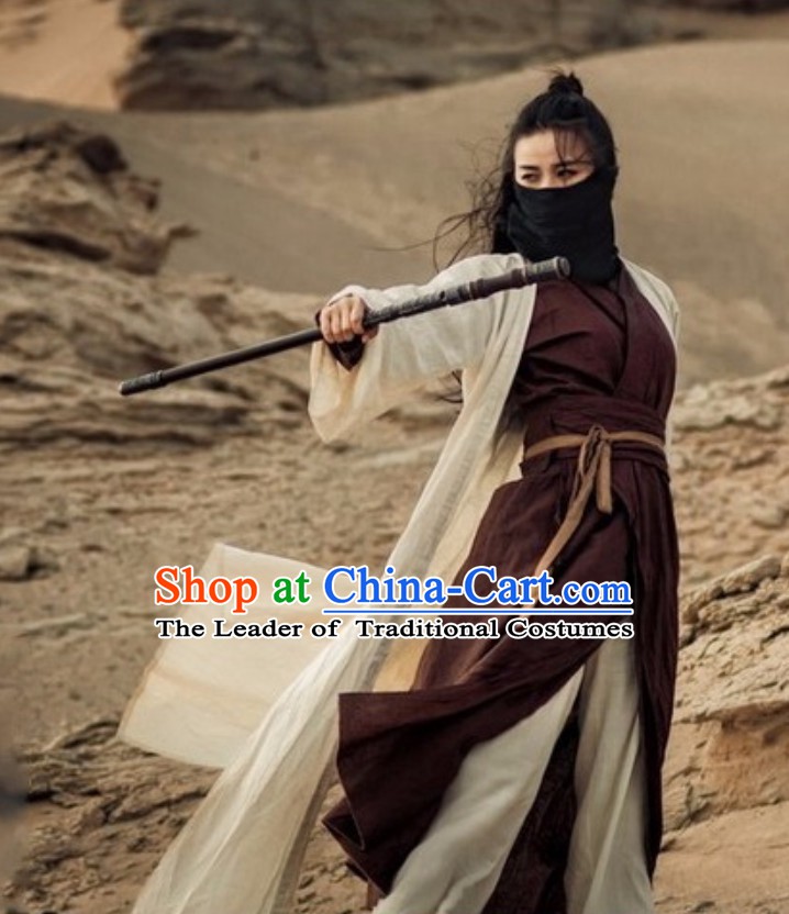 Chinese Ancient Swordsman Knight Hanzhuang Traditional Chinese Dress Hanfu National Costume Complete Set for Men or Women