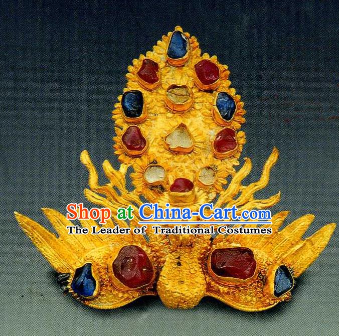 Chinese Handmade Classical Hair Accessories Wedding Hairpins Hanfu Golden Hair Coronet for Women
