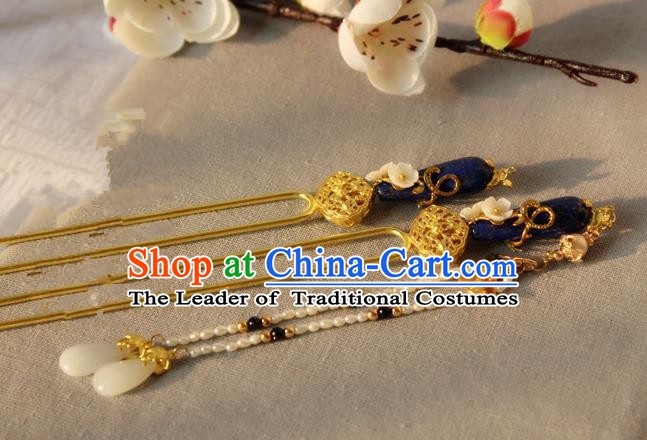 Chinese Handmade Classical Hair Accessories Wedding Hairpins Hanfu Tassel Step Shake for Women