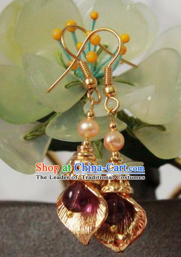 Chinese Handmade Classical Accessories Pearls Earrings Hanfu Eardrop for Women