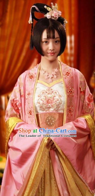 Chinese Ancient Tang Dynasty Palace Princess Taiping Dress Embroidered Replica Costume for Women