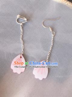 Traditional Chinese Ancient Jewelry Accessories Pink Shell Earrings Eardrop for Women