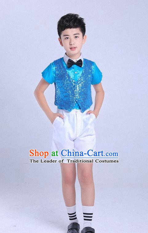 Traditional Chinese Modern Dance Compere Costume, Chorus Singing Group Boys Clothing for Kids