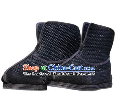 Chinese Traditional Handmade Cloth Shoes Tai Chi Black Boots Martial Arts Shoes Kung Fu Shoes for Men