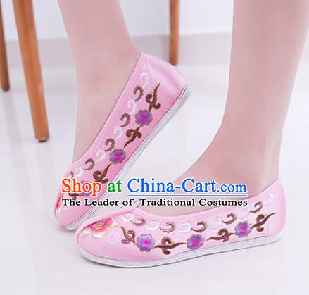 Chinese Traditional Handmade Embroidery Shoes Pink Embroidered Shoes for Women