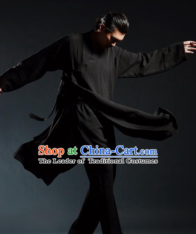 Top Grade Kung Fu Costume Martial Arts Training Black Uniform Gongfu Wushu Tang Suit Clothing for Men