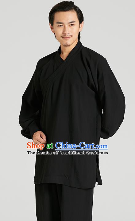 Top Grade Kung Fu Costume Martial Arts Training Black Suits Gongfu Wushu Tang Suit Clothing for Men