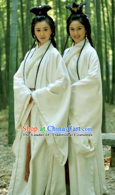 Ancient Chinese Three Kingdoms Period Beauty Xiao Qiao Hanfu Dress Replica Costume for Women