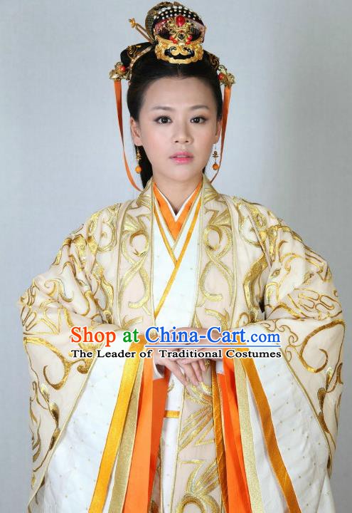 Traditional Chinese Ancient Warring States Period Wei Kingdom Princess Embroidered Replica Costume for Women