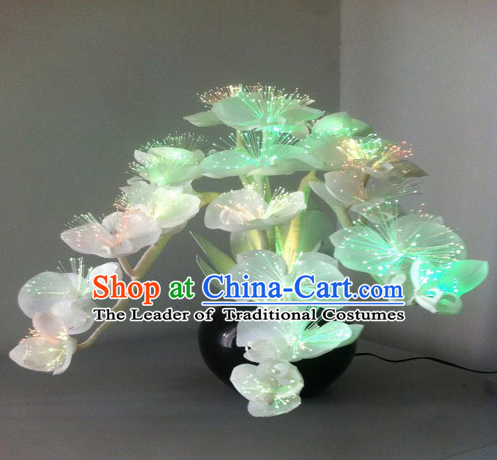 Traditional Handmade Chinese Bonsai Butterfly Orchid Lanterns Electric LED Lights Lamps Desk Lamp Decoration