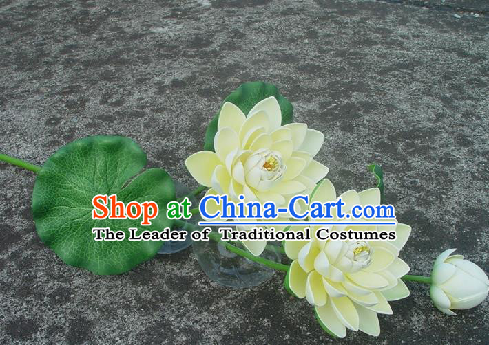 Traditional Handmade Chinese Beige Lotus Decoration Buddhist Temple Decoration