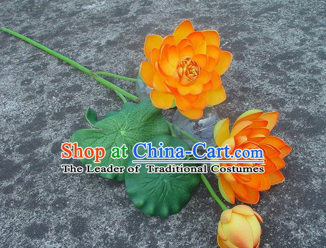 Traditional Handmade Chinese Orange Lotus Decoration Buddhist Temple Decoration