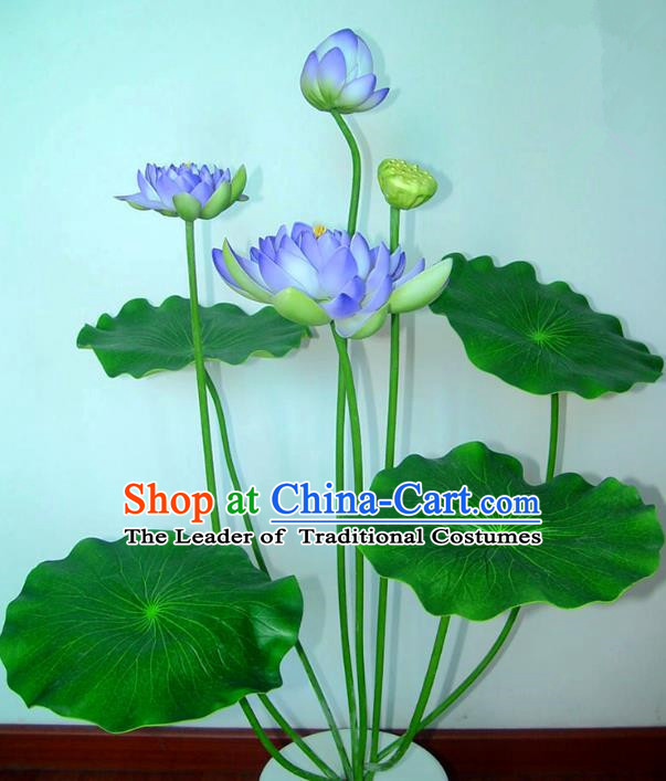 Traditional Handmade Chinese Purple Lotus Bonsai Decoration Buddhist Temple Decoration