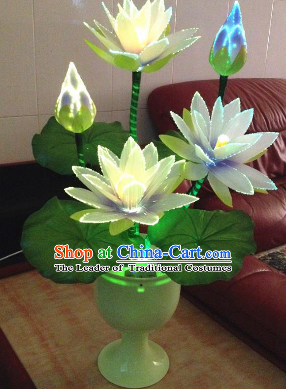 Traditional Handmade Chinese Lotus Electric LED Lights Lamps Lamp Decoration