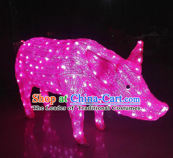 Traditional Handmade Chinese Zodiac Pig Electric LED Lights Lamps Lamp Decoration