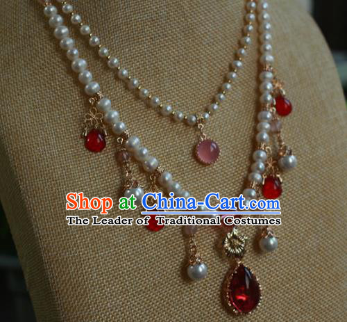 Traditional Chinese Ancient Handmade Hanfu Pearls Necklace for Women