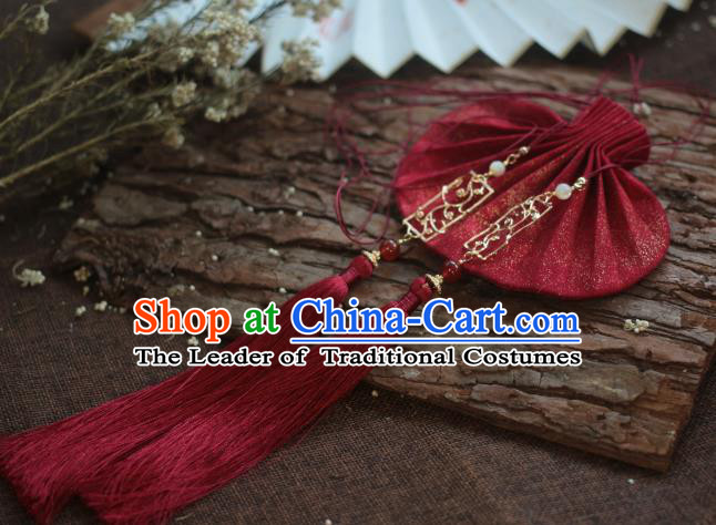 Traditional Chinese Ancient Handmade Red Cloth Purse Hanfu Sachet for Women