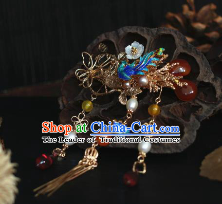 Traditional Chinese Ancient Blueing Hair Clips Hair Accessories Handmade Hanfu Hairpins for Women