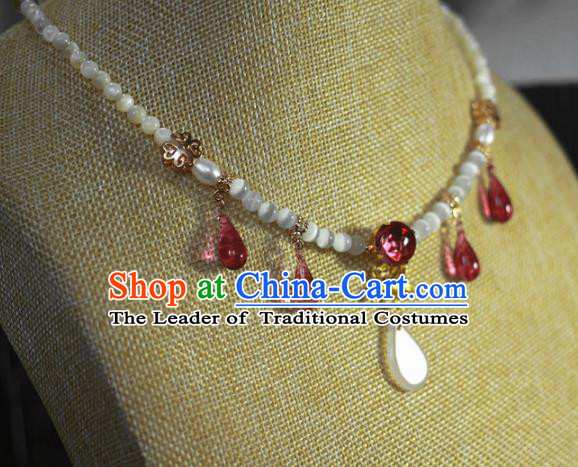 Traditional Chinese Ancient Handmade Necklace Hanfu Agate Necklets for Women