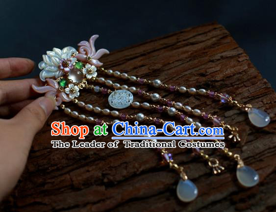 Traditional Chinese Ancient Pearls Tassel Hair Clips Hair Accessories Handmade Hanfu Hairpins for Women