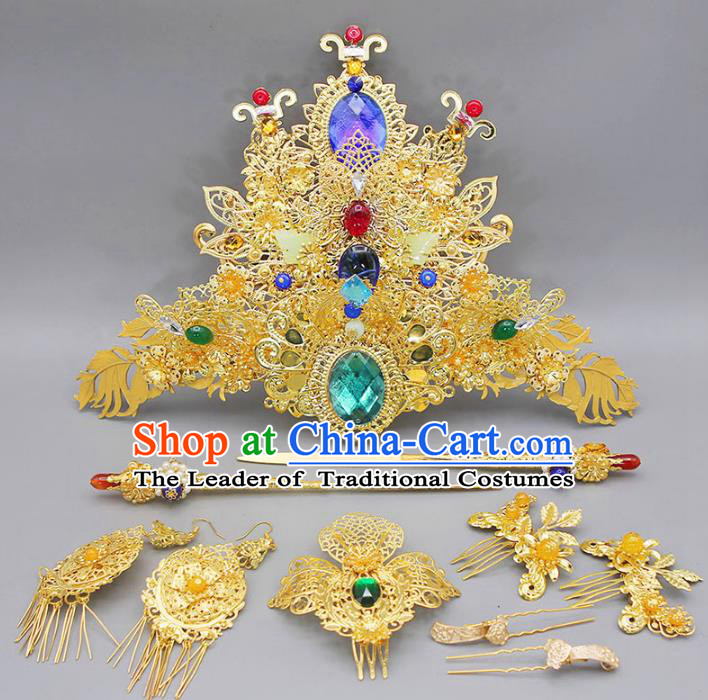 Chinese Ancient Hair Accessories Hanfu Phoenix Coronet Traditional Tassel Hairpins Headwear for Women