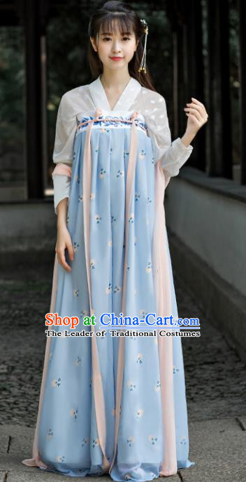 Traditional Chinese Ancient Court Lady Embroidered Costume Tang Dynasty Palace Princess Hanfu Dress for Women