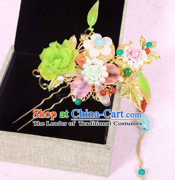 Chinese Ancient Hair Accessories Hanfu Hairpins Traditional Flowers Hair Clip Headwear for Women