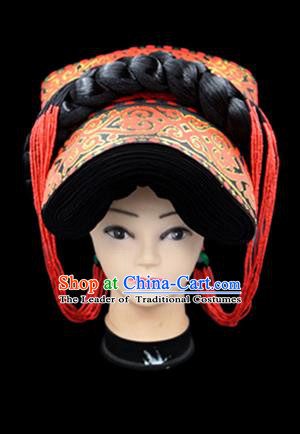 Chinese Traditional Yi Nationality Hair Accessories Yi Ethnic Minority Hats Headwear for Women